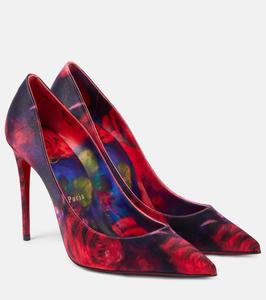 Туфли Kate 100 из цветочного атласного крепа Christian Louboutin, Multi/Lin Multi