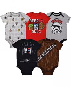 Комплект из 5 боди с короткими рукавами «Звездные войны» для маленьких мальчиков Chewbacca C-3PO R2-D2 Darth Vader Yoda, от новорожденных до Star Wars, мультиколор