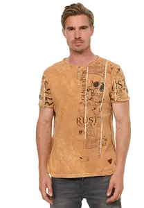 Футболка Rusty Neal в поношенном виде с принтом по всей поверхности, цвет Camelfarben