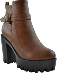 Женские ботинки на щиколотку поколения Y с массивной подошвой, толстым каблуком и пряжкой, повседневные ботильоны Generation Y, Tan