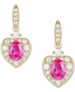Серьги-Подвески в форме сердца с выращенными в лаборатории рубинами (5/8 карата tw) и выращенными в лаборатории белыми сапфирами (1/3 карата tw) из стерлингового серебра с покрытием из 14-каратного золота Macy'S, ruby