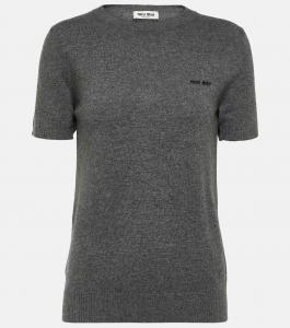 Кашемировый свитер с логотипом Miu Miu, Ardesia