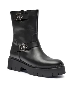 Женские байкерские ботинки Hugo Kris кожаные высокие, черный