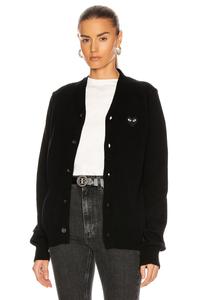 Шерстяной кардиган с черной эмблемой Comme Des Garcons Play, Black