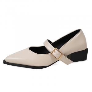 Туфли Mary Jane на массивном каблуке от Dawei's House в подарочной коробке для женщин - бежевые, цвет Beige