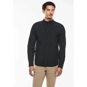 STREET ONE МУЖСКАЯ рубашка с длинными рукавами и воротником стойкой Street One Men, черный