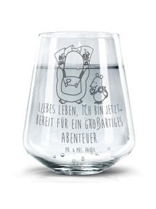 Стакан для питья с надписью Пингвин и Мышь-Странник на прозрачном фоне Mr. & Mrs. Panda