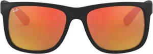Солнцезащитные очки Ray-Ban RB4165 Justin прямоугольной формы, Rubber Black/Brown Mirror Orange