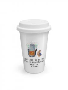 Mr. & Mrs. Panda Термокружка «Пингвин и мышь-странник» с надписью, белая