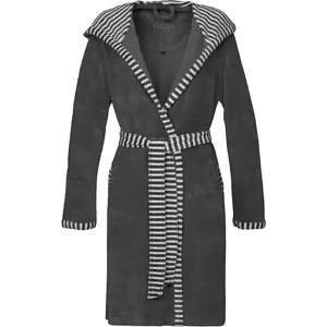 Женский банный халат Juno, идеален для сауны и СПА, гостиничный халат, утренний халат, 1 шт., с капюшоном, с полосатыми акцентами Vossen, графит