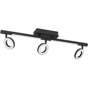 Потолочный светильник CARDILLIO 2, черный, с 3 лампами, поворотные плафоны LED-модуль 1 шт. Теплый белый свет, для гостиной, столовой, кухни, прихожей, 68,5x8,5 см Eglo, черный