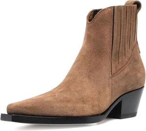 Женские винтажные ботинки Челси на низком массивном каблуке, закрытый носок, ботильоны, формальные офисные туфли, размеры 4-16 США Wo wagas, Brown