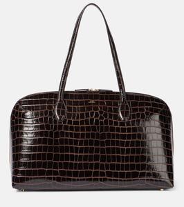 Сумка-тоут из кожи с эффектом крокодила Toteme, коричневый