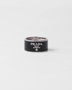 Серебряное кольцо с эмалью Prada, черный