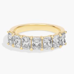 Кольцо с семью бриллиантами Radiant Lab Grown из 14-каратного желтого золота (2 карата Tw. - FG / VS2-SI1) Blue Nile