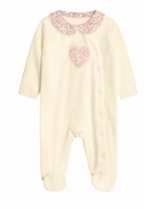 Костюм для сна HEART APPLIQUÉ ALL-IN-ONE REGULAR FIT JoJo Maman Bébé, белый