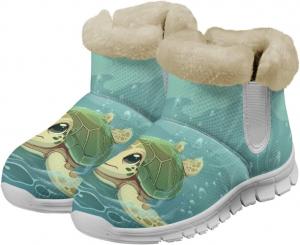 Женские зимние ботинки на снег с теплой меховой подкладкой, удобные, противоскользящие, уличные короткие ботильоны, утолщенные, размеры 36-41 Qoiuvncy, Cute Sea Turtle