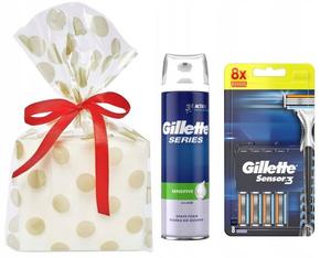 Подарочный набор Gillette Sensor из 3 кассет с лезвиями (8 шт.) + пена для бритья