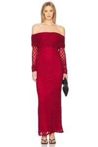 Adoni платье макси с открытыми плечами Bardot, deep red