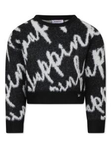 Pinko Kids свитер с логотипом и интарсией, черный