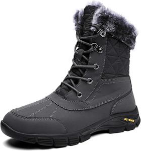Мужские и женские зимние снегоступы, водонепроницаемые, с теплой флисовой подкладкой, зимние походные ботинки до щиколотки, противоскользящие, подходят для холодной погоды, прогулок, работы и спорта Generic, серый