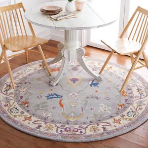 Ковер SAFAVIEH, 183 x 183 см, Anatolia Collection, Grey & Ivory, ручной работы, традиционный восточный из шерсти, идеален для помещений с высокой проходимостью в гостиной, спальне (AN513F)