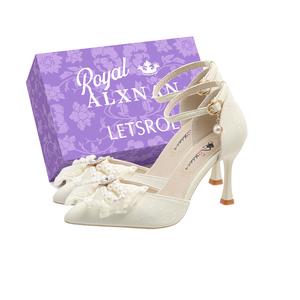 Alxnan Стройные каблуки на высоком каблуке для женщин экрю с коробкой, цвет Ecru+Box