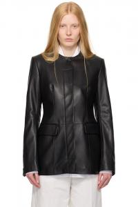 Кожаная куртка без воротника Toteme, черный