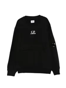 Джемпер с карманом и длинными рукавами C.P. Company Kids, черный