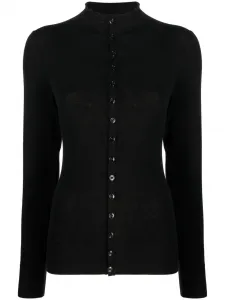 Шерстяной кардиган с высоким воротником LEMAIRE, черный