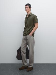 Текстурированная рубашка-поло с короткими рукавами Massimo Dutti, Moss