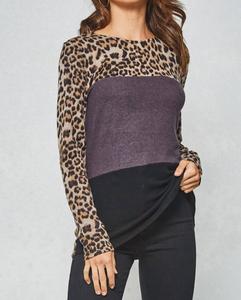 Леопардовая туника Color Block в цвете уголь/черный PROMESA