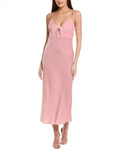 Платье миди из шелковой смеси с косым кроем и бархатной отделкой Susana Monaco