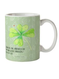 Детская кружка с рисунком цветов и клевера и надписью в лиственно-зеленом цвете Mr. & Mrs. Panda