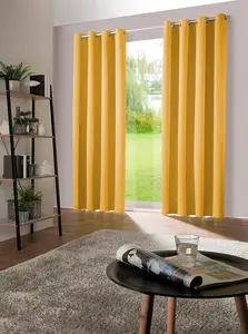 Плотные шторы, 1 пара плотных штор, тепловые шторы, люверсы, желтые, ШxВ 245 x 135 см heimtexland