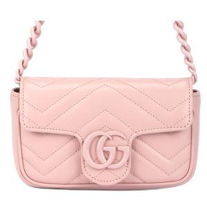 GUCCI GG Marmont V-образный стеганый кожаный клатч-поясная сумка, женская наплечная сумка светлый розовый