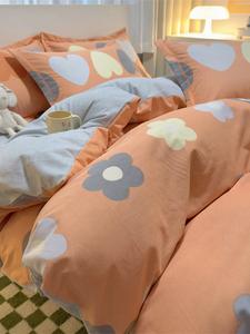 MIDO HOUSE Комплект постельного белья 1,8 м, 4 предмета, пододеяльник 200x230 см, сердце-оранжевый