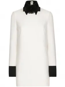 Платье мини из смесовой вирджинской шерсти с бантом DOLCE & GABBANA, белый