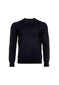 Мужской вязаный свитер - натуральная шерсть, круглый вырез, логотип, однотонный ARMANI EXCHANGE, синий