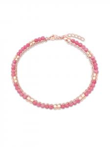 s.Oliver Браслет на лодыжку с двумя рядами бусин из нержавеющей стали, украшенный бусинами цвета розового золота