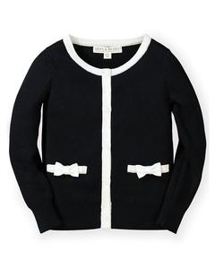 Hope & Henry Кардиган с бантом и карманами, черный