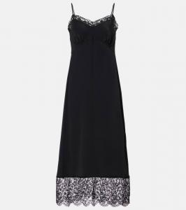 Атласное платье-комбинация с кружевной отделкой Simone Rocha, Black