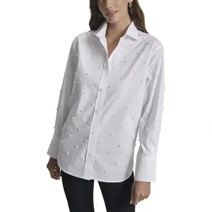 Блузка DKNY Pearl Embellished, белый