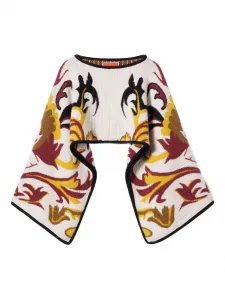 Шаль с широкими рукавами и цветочным узором La Doublej, белый