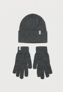 Шапка Jack & Jones JACCOOPER BEANIE AND GLOVES SET, Dark Grey Melange/Mottled Dark Grey