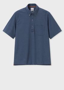 Однотонная рубашка-поло из пике на пуговицах Paul Smith, цвет Blue