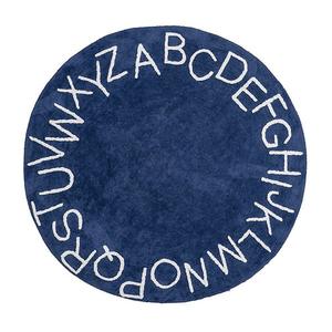 Детский моющийся круглый коврик с алфавитом Nuloom, синий, 122x122 см, круглый