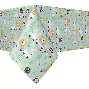 Прямоугольная скатерть, 100 % хлопок, 60x104 дюйма, нарисованные вручную животные в поездах.