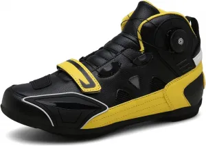 Мужские мотоциклетные ботинки, усиленные ботинки для езды на мотоцикле по городу с титановыми вставками, кожаные мотоциклетные кроссовки, желтые, размер 40 EU, Yellow