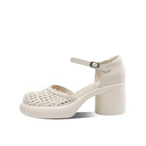 BOERDIQI Массивные каблуки на высокой шпильке 7 см женские с кремовой стелькой из овчины, цвет Ecru Sheepskin Insole